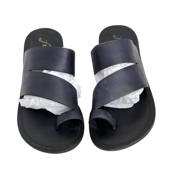 Free People Sandals Leather Loop‎ Toe Black Wash Slide Abilene EU 36 - Picture 2 of 14